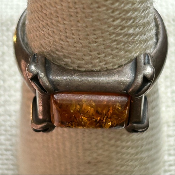 Antique Baltic Amber Sterling Silver 925 Size 7 Ring - Picture 6 of 8